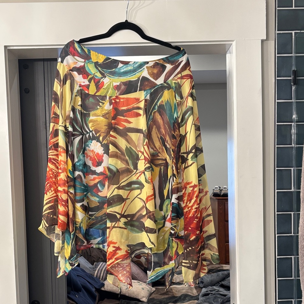 Floral Multicolor Asymmetrical skirt lined